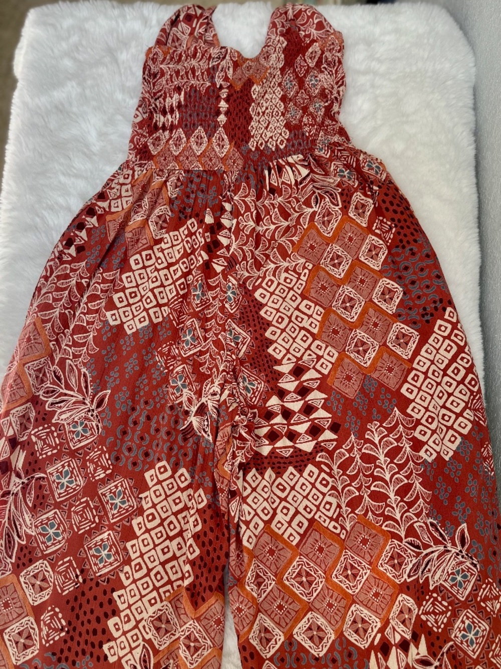🌿 Angie Boho Smocked Wide-Leg Jumpsuit – Size Small 🌿 - Picture 6 of 13